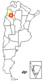 Map of Argentina showing where Shinkal Ruins is located