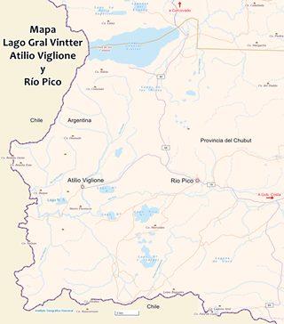 detalle del mapa de Río Pico y lago Vintter