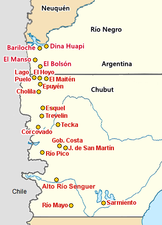 Map towns Chubut and Rio Negro