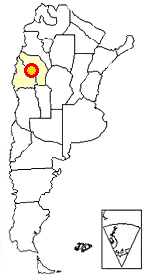 Map of Argentina showing where Ischigualasto is located