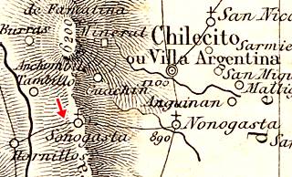 1864 map showing the road along Cuesta de Miranda