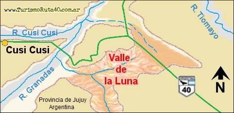Map of the Valley of Mars in Cusi Cusi Jujuy, Ruta 40