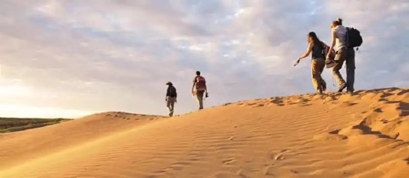gente paseando en las dunas de Telteca