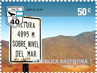 Argentine Postage stamp on the Abra El Acay pass