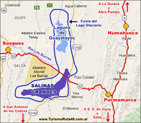 map showing Salinas Grandes and the paleolake