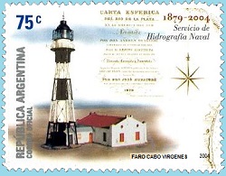 Argentine mails stamp, lighthouse at Cabo Virgenes