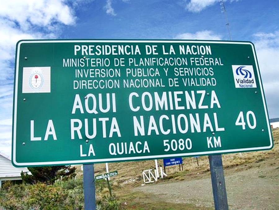 Ruta 40 sign at Cabo Vírgenes