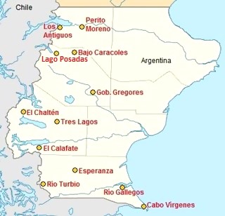 Map with some towns in Santa Cruz